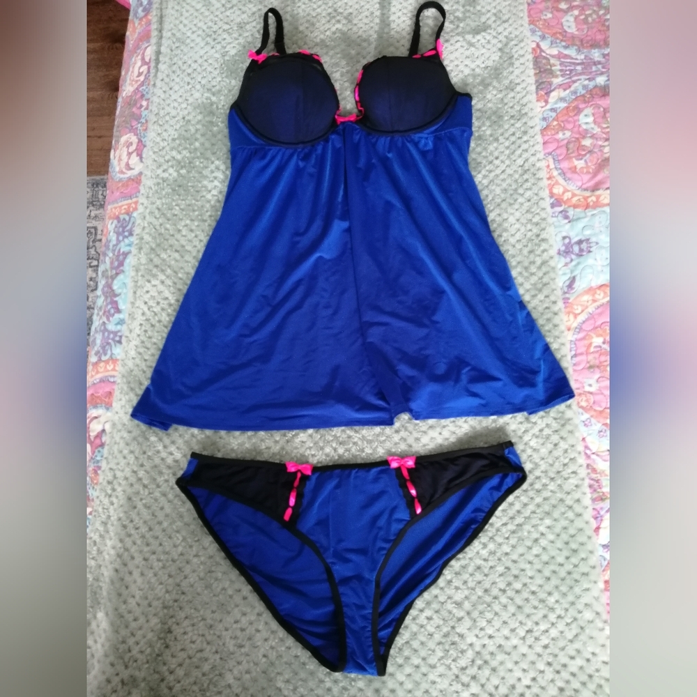 La SENZA Blue and Black Panty with Pink Bows